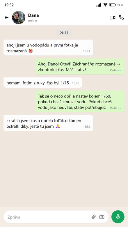 Někdo píše, že díky Záchranáři hned opravil rozmazanou fotku