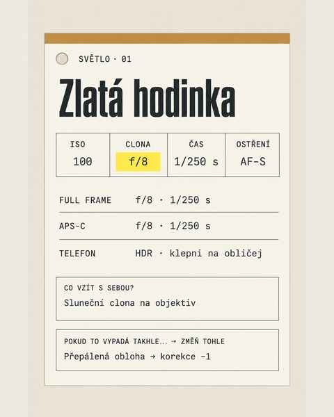 Světlo, zlatá hodinka